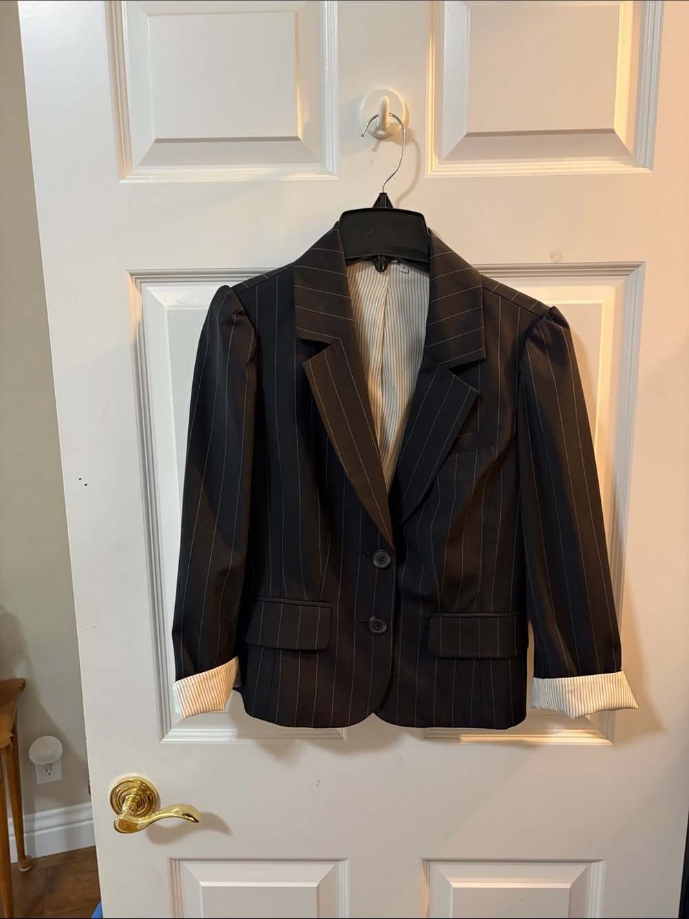 Pinstripe Black Women's Blazer - Classic Tailored Suit Jacket